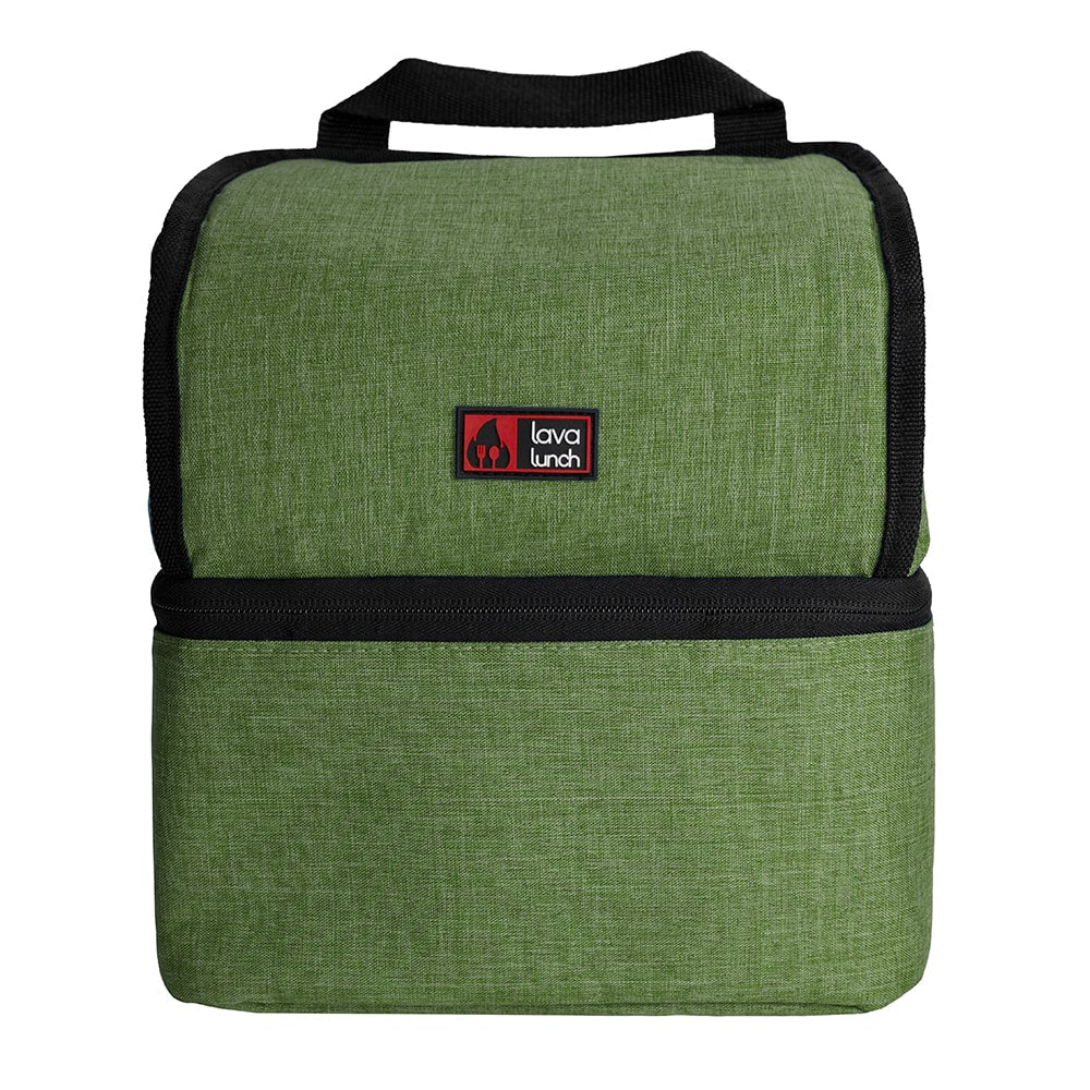 Green lunch box on a white background