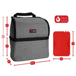 Grey lunch box with dimensions