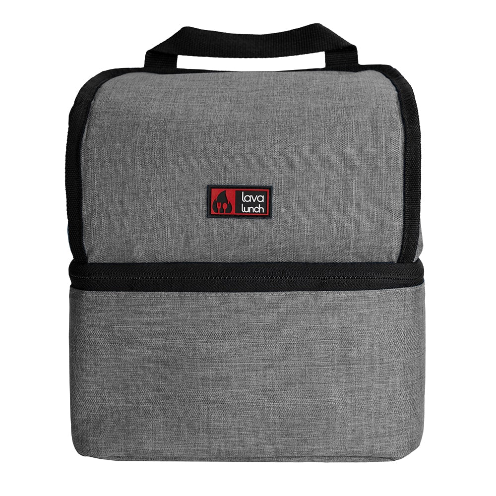 Grey lunch bag on a white background