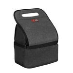Grey insulated lunch box on a white background