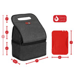 Grey lunch box with dimensions