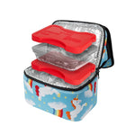 Insulated lunch bag with unicorn design with Lava Rocks on a white background