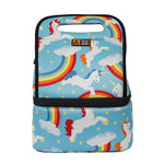 Lunch bag with unicorn and rainbow design on a white background