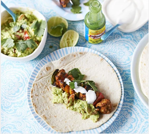 Barbecued chicken fajita skewers Lava Lunch