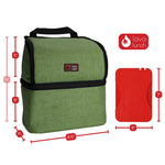 Green lunch box with dimensions
